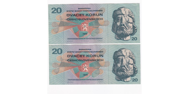 2x 20 Korún 1970 