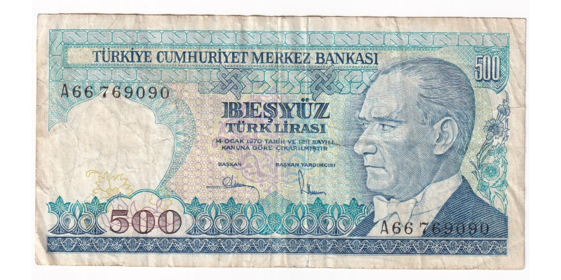 Turecko 500 Lírasi 1970