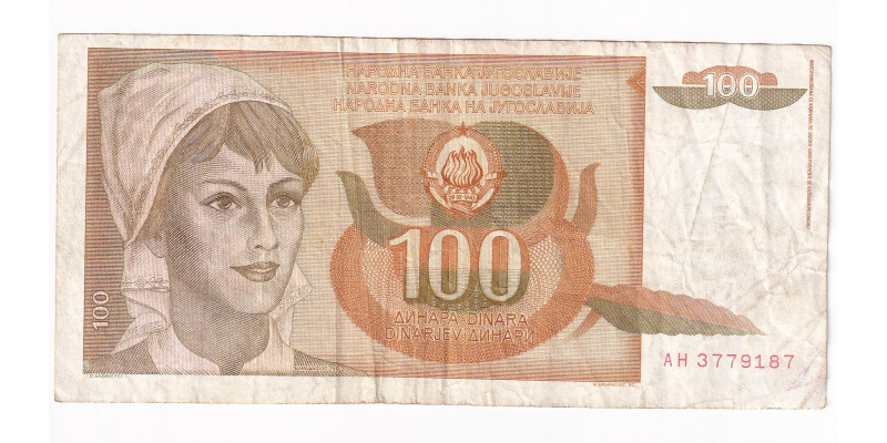 Juhoslávia 100 Dinara 1990