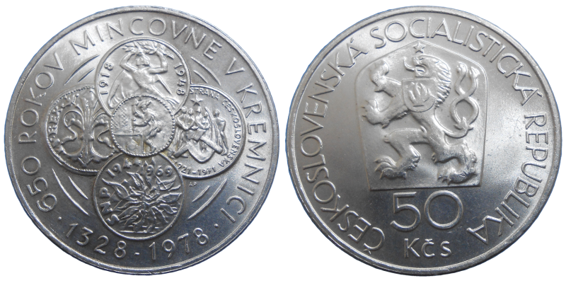 50 KČS 1978 650. výročie mincovne v Kremnici
