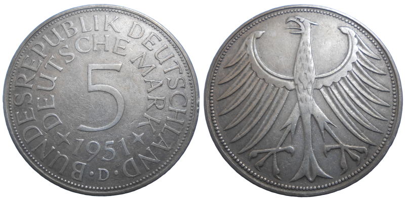 Nemecko 5 mariek 1951 D