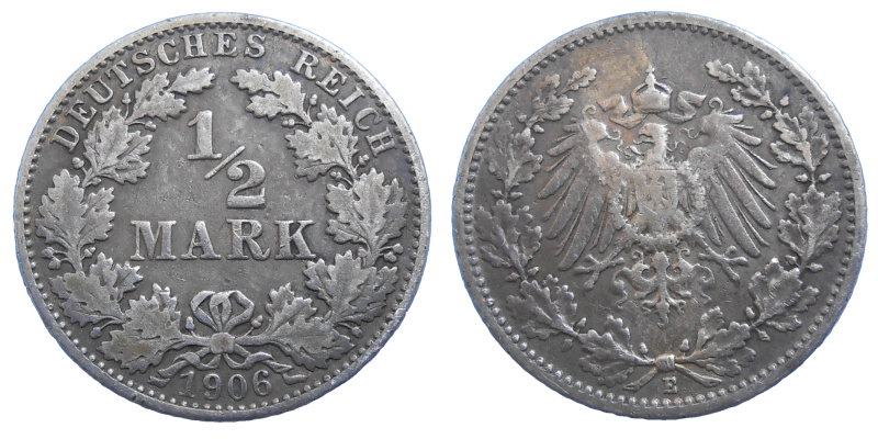 Nemecko 1/2 marka 1906 E