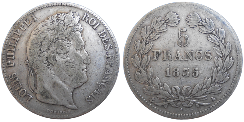 Francúzsko 5 Frank 1835