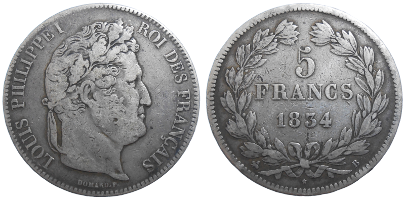 Francúzsko 5 Frank 1834 
