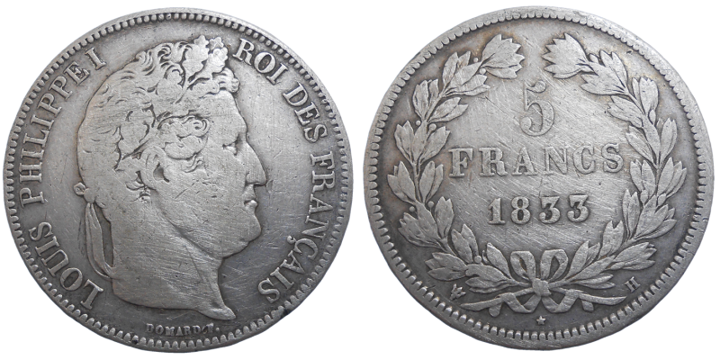 Francúzsko 5 Frank 1833