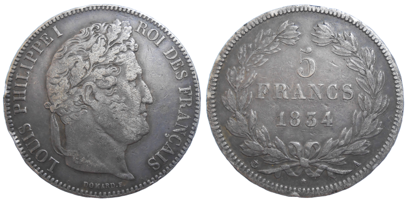 Francúzsko 5 Frank 1834