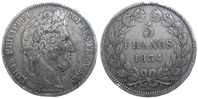 Francúzsko 5 Frank 1834 W