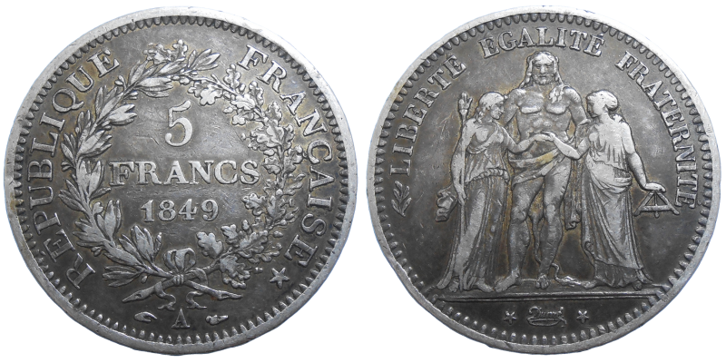 Francúzsko 5 Frank 1849