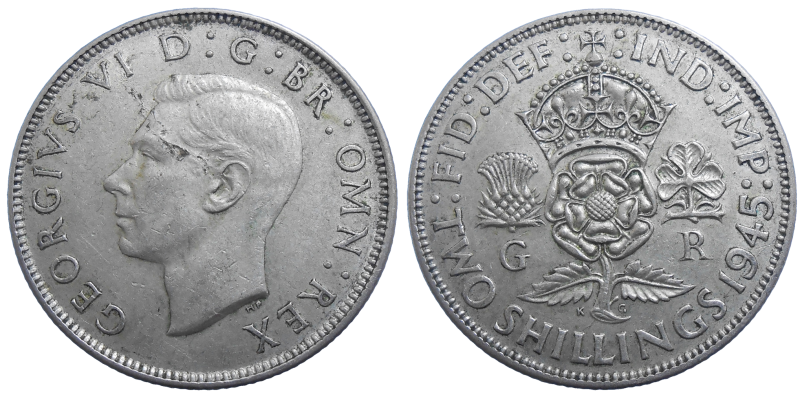Veľká Británia 2 Shilling 1945