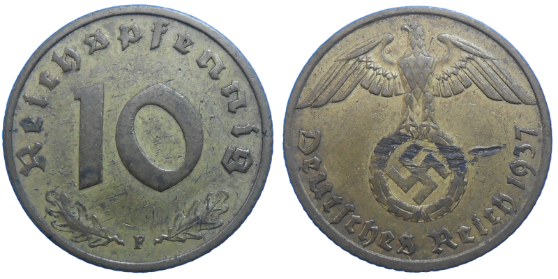 Nemecko 10 pfennig 1937 F