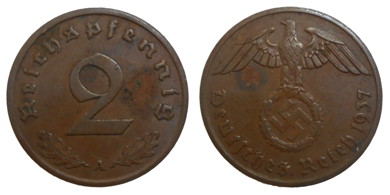 Nemecko 2 pfennig 1937 A