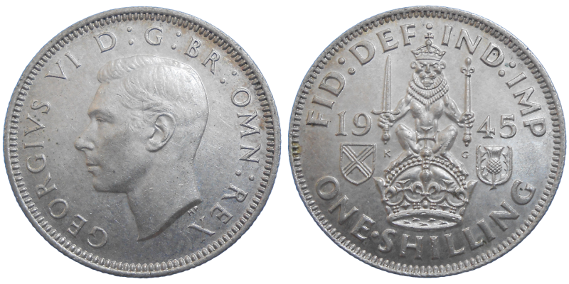 Anglicko 1 Shilling 1945