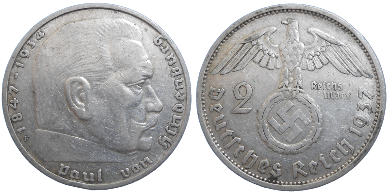 Nemecko 2 marka 1937 F