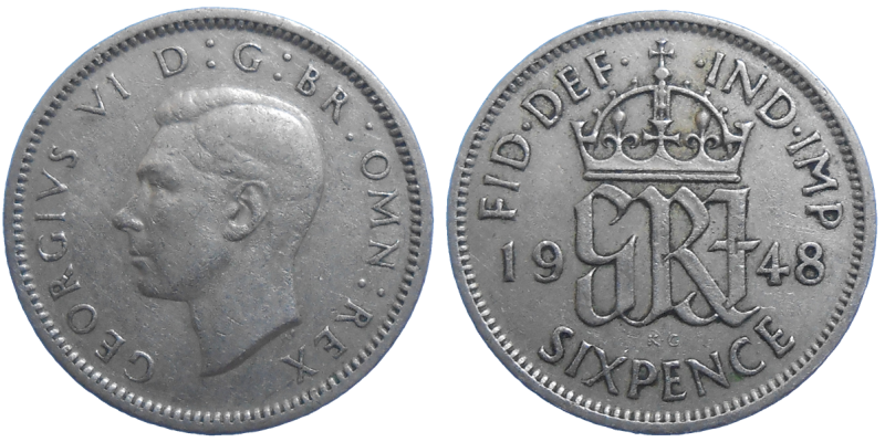 Veľká Británia 6 Pence 1948