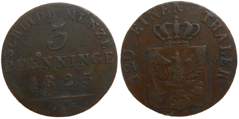 Nemecko 3 Pfennig 1825 A