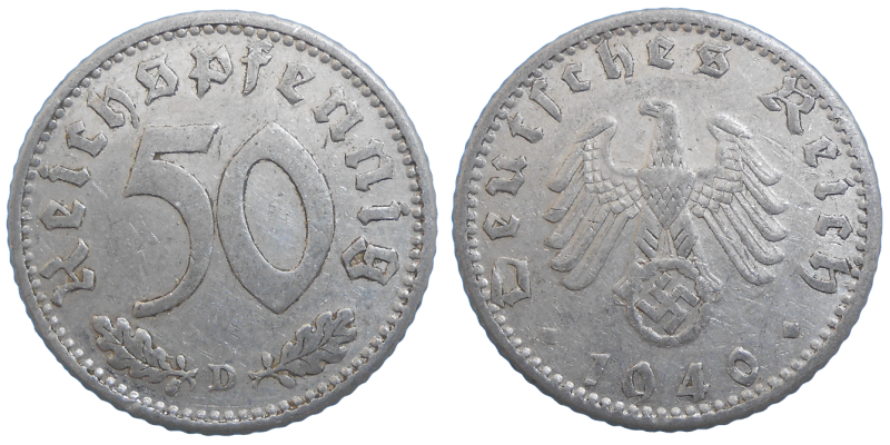 Nemecko 50 Pfennig 1940 D