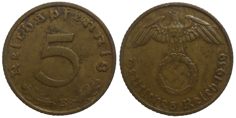 Nemecko 5 Pfennig 1939 E