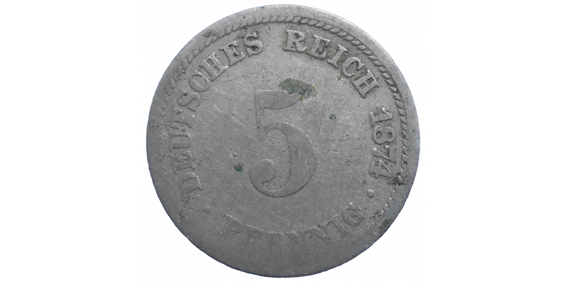 Nemecko 5 Pfennig 1874 D
