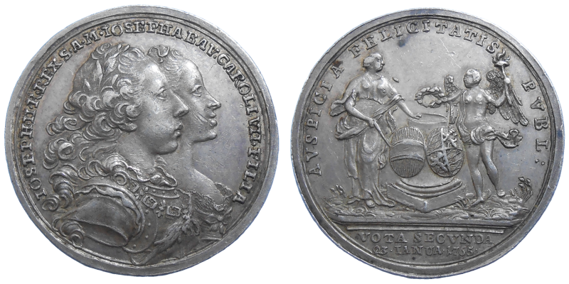 Strieborná svadobná medaila 1765