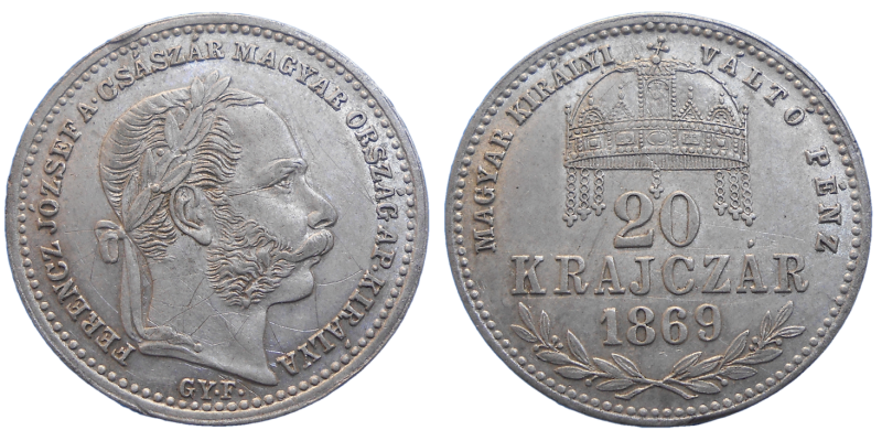 František Jozef I. 20 grajciar 1869 GYF R!