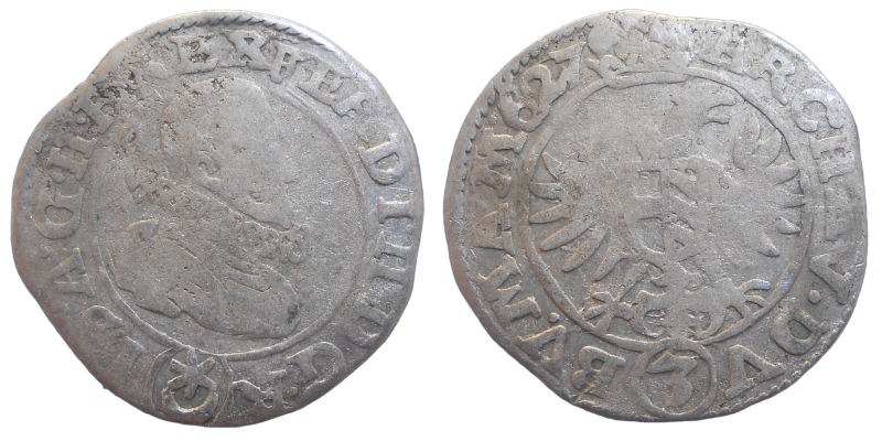 Ferdinand II. 3 grajciar 1627 Praha