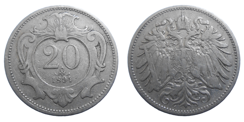 František Jozef I. 20 Heller 1894