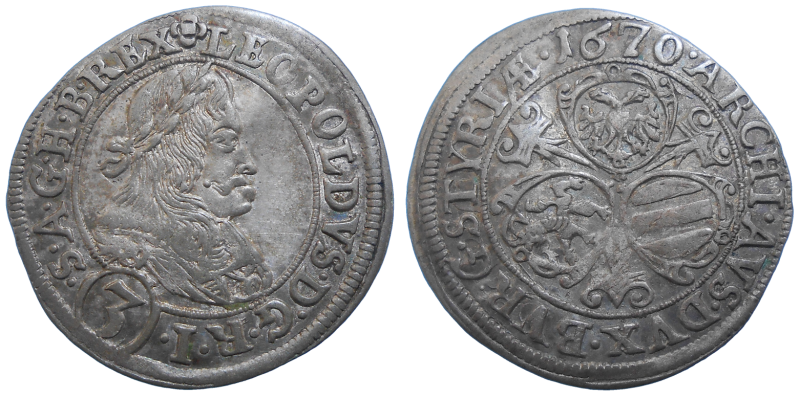 Leopold I. 3 grajciar 1670 Graz R