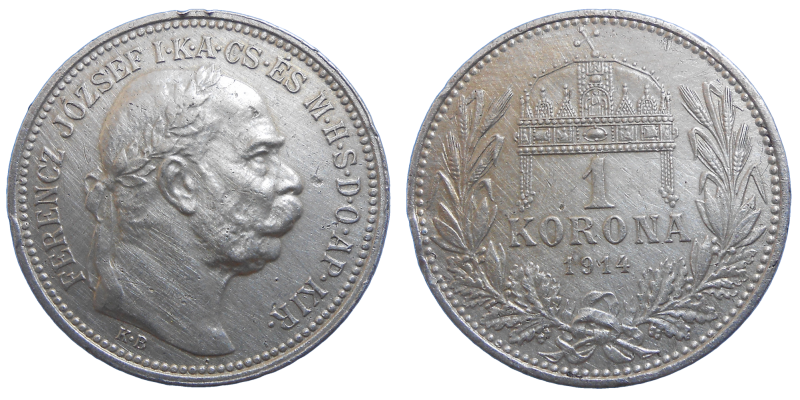 František Jozef I. 1 koruna 1914 KB