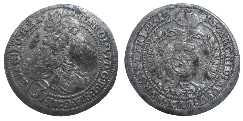 Karol VI. 3 grajciar 1715 Graz