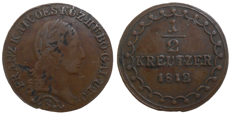 František II. 1/2 grajciar 1812 S