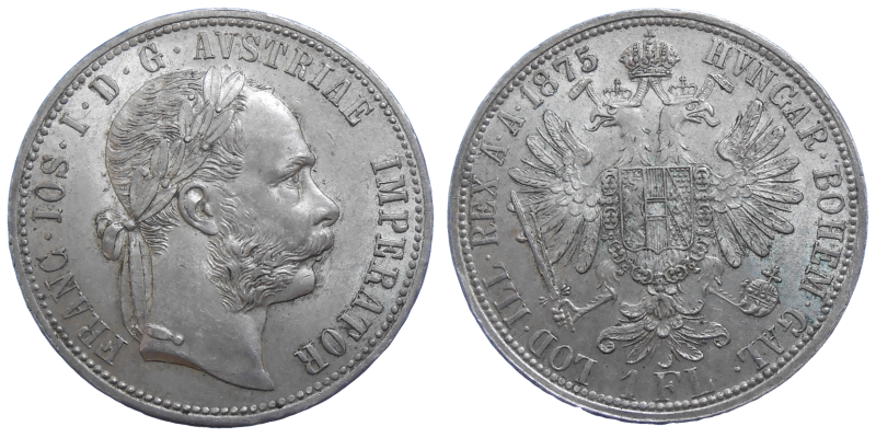František Jozef I. 1 zlatník 1875 bz