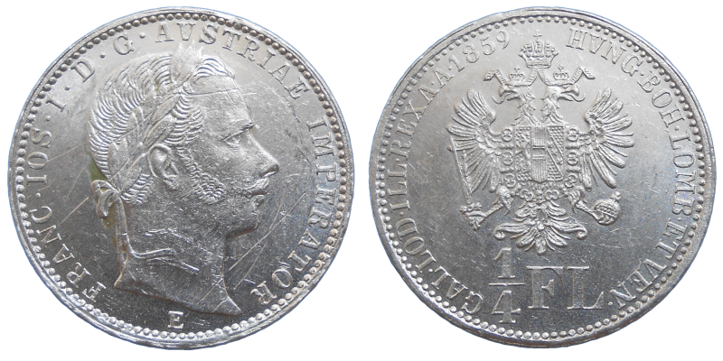 František Jozef I. 1/4 zlatník 1859 E