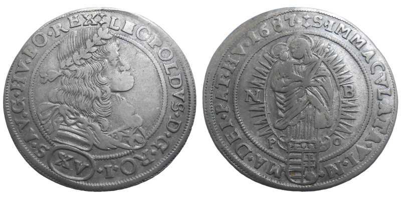 Leopold I. XV grajciar 1687 NB PO