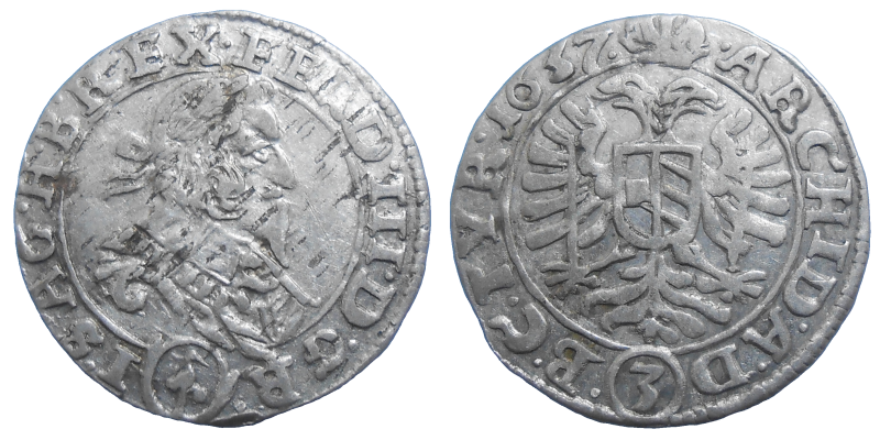 Ferdinand III. 3 grajciar 1637 Viedeň