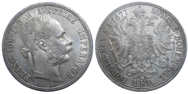 František Jozef I. 1 zlatnik 1877 bz