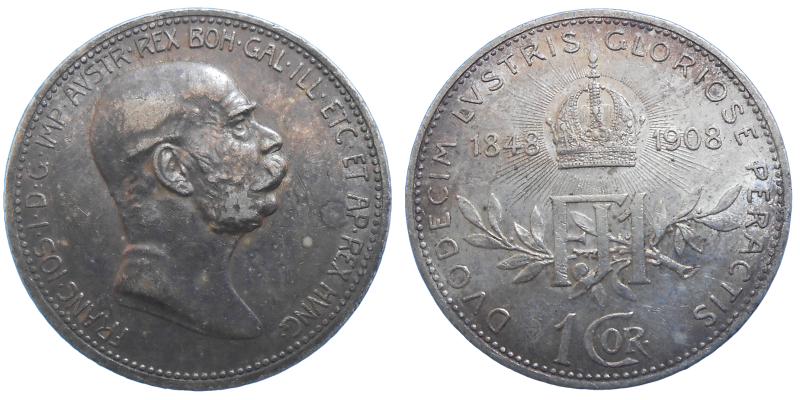 František Jozef I. 1 koruna 1908 jubilejná