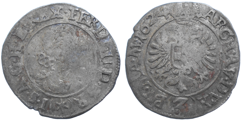 Ferdinand II. 3 grajciar 1624 Kutná Hora