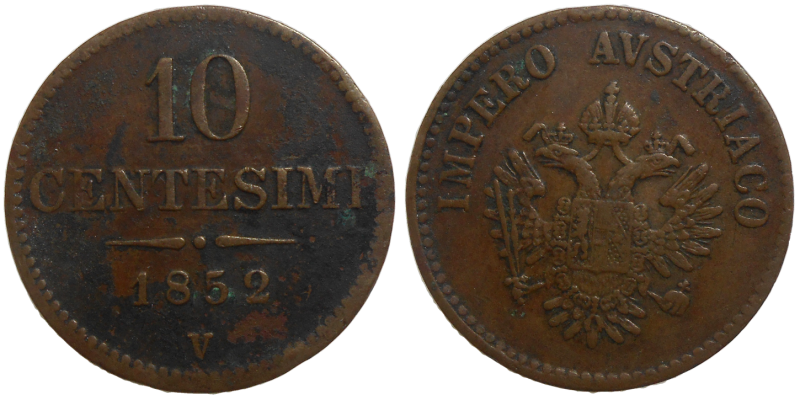 František Jozef I. 10 Centesimi 1852 V