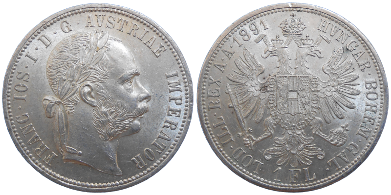 František Jozef I. 1 zlatník 1891 bz