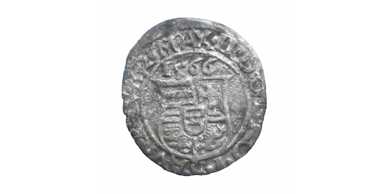 Maximilián II. Denár 1566 KB