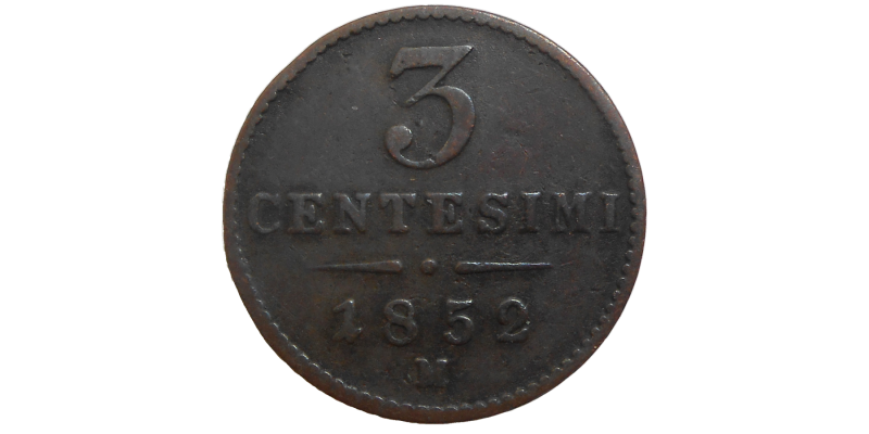 František Jozef I. 3 centesimi 1852 M
