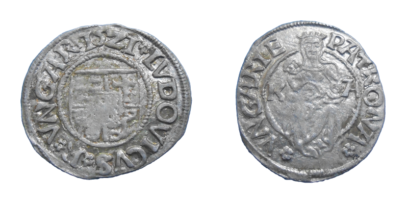 Ľudovít II. Jagelovský denár 1521 KA