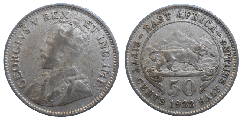 Východná Afrika 50 Centov 1922