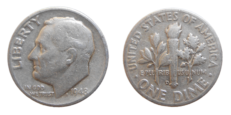 USA One Dime 1948 D