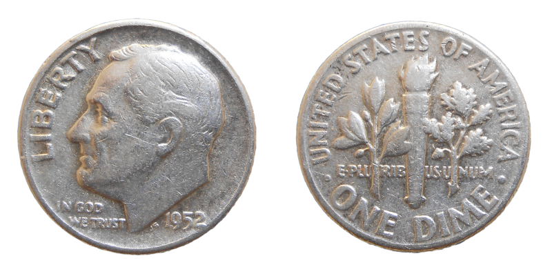 USA One Dime 1952