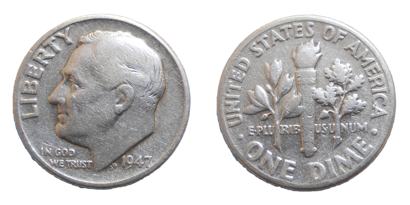 USA One Dime 1947