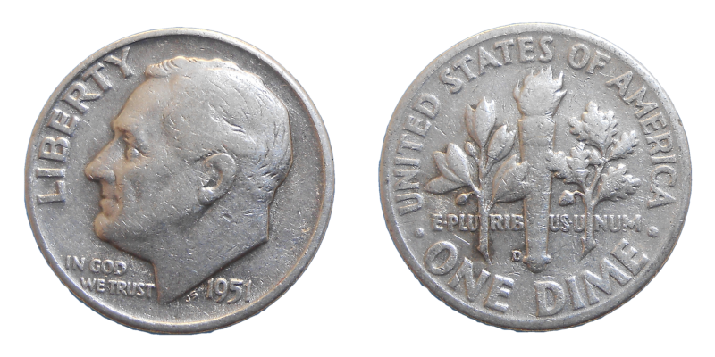 USA One Dime 1951 D