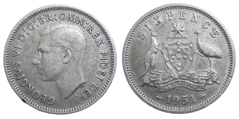 Austrália 6 Pence 1951