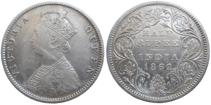 India Half Rupee 1862