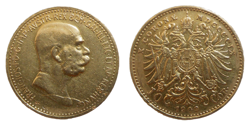 František Jozef I. 10 Koruna 1909 Typ Marshall 